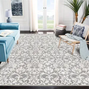 1Pc Imitation Cashmere Rustic Bohemian Vintage Area Carpet Floral Pattern Silver Grey Rugs Sturdy Edge Machine Washable Comfortable Dirt Resistant Blanket For Living Room Kitchen Door Sun Room Bedroom Living Room Decoratio