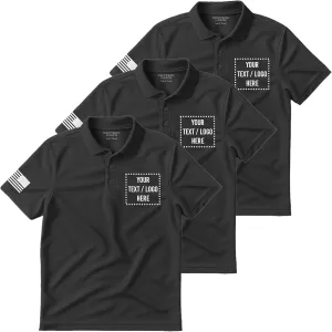 3 Pack Custom Polo Shirt for Men, Customized Polo Shirts, Moisture Wicking Dry Fit Short Sleeve Collared Work Wear, Golf, Leisure Apparel Black