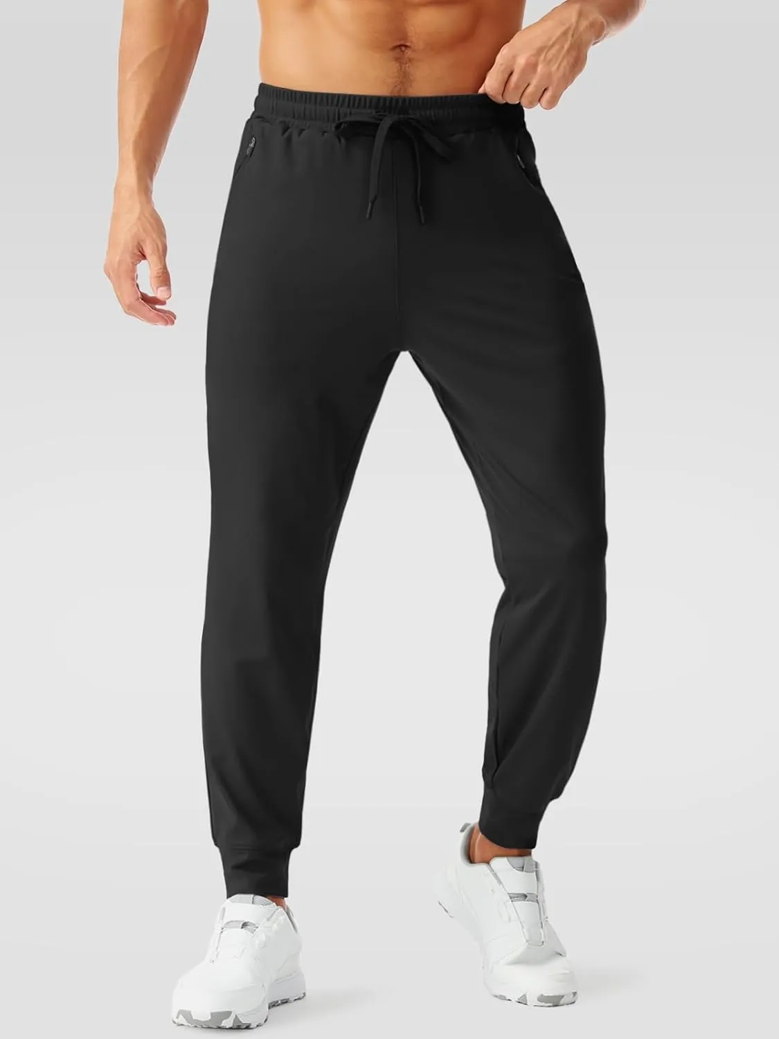 Aolesy Men's Joggers Sweatpants with Zipper Pockets Lightweight Stretch Gym Workout Pants for Running, Athletic