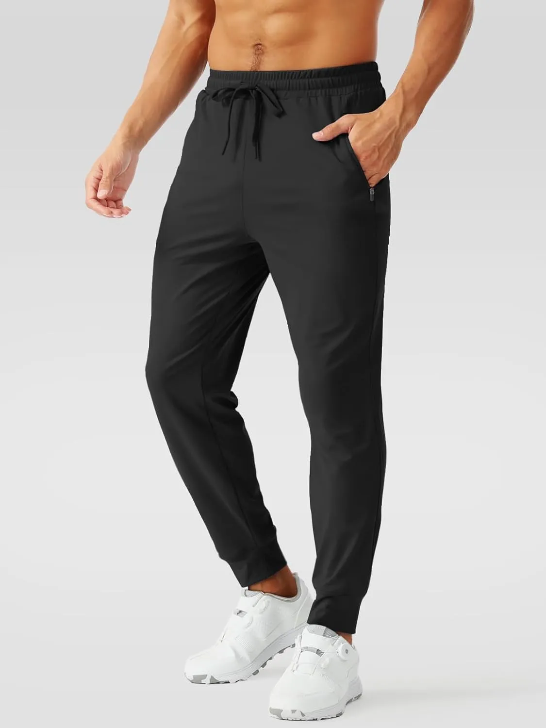 Aolesy Men's Joggers Sweatpants with Zipper Pockets Lightweight Stretch Gym Workout Pants for Running, Athletic