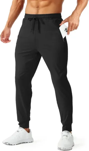 Aolesy Men's Joggers Sweatpants with Zipper Pockets Lightweight Stretch Gym Workout Pants for Running, Athletic