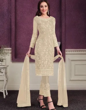 Beige Pant style Suit Butterfly Net