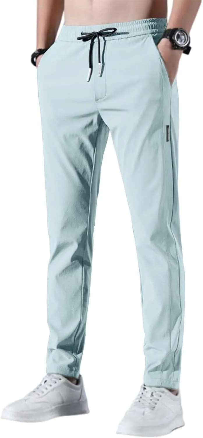 Bevawear Glide Pants Mens Slim Fit Breathable Quick Dry Pants Pull-On Elastic Waist Athletic Joggers with Pockets