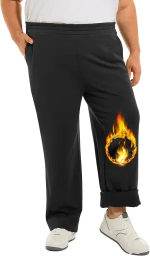 Big Mens Fleece Sweatpants 32" Inseam Water-Resistant Joggers Warm-up 3XL-6XL
