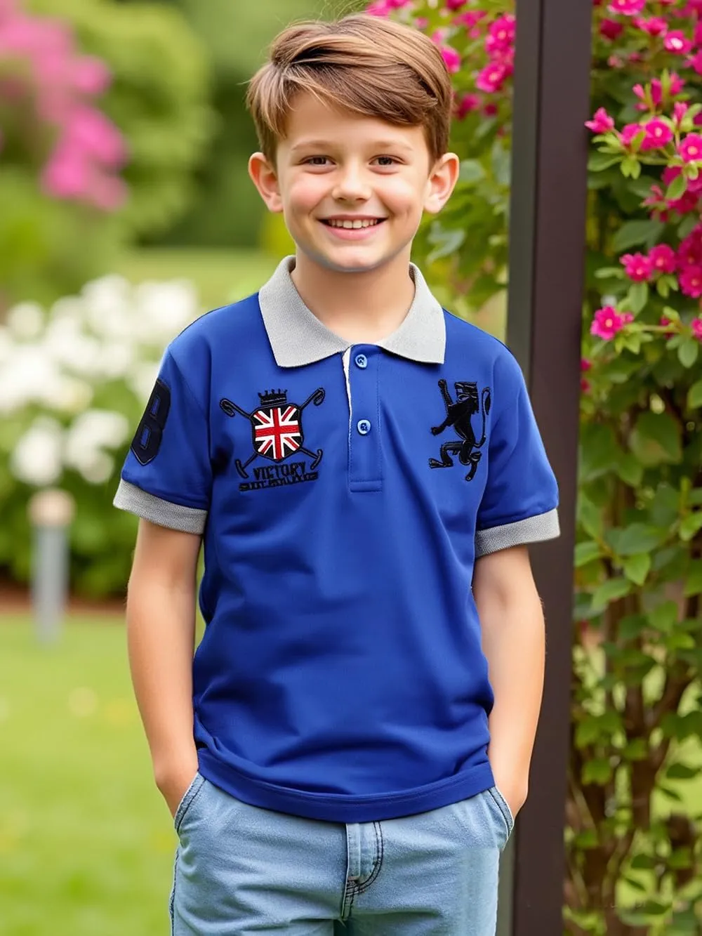 Boys Polo Shirt Short Sleeve School Uniforms Breathable Golf Shirts for Boys