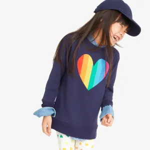 Clearance pocket tunic sweatshirt in rainbow heart