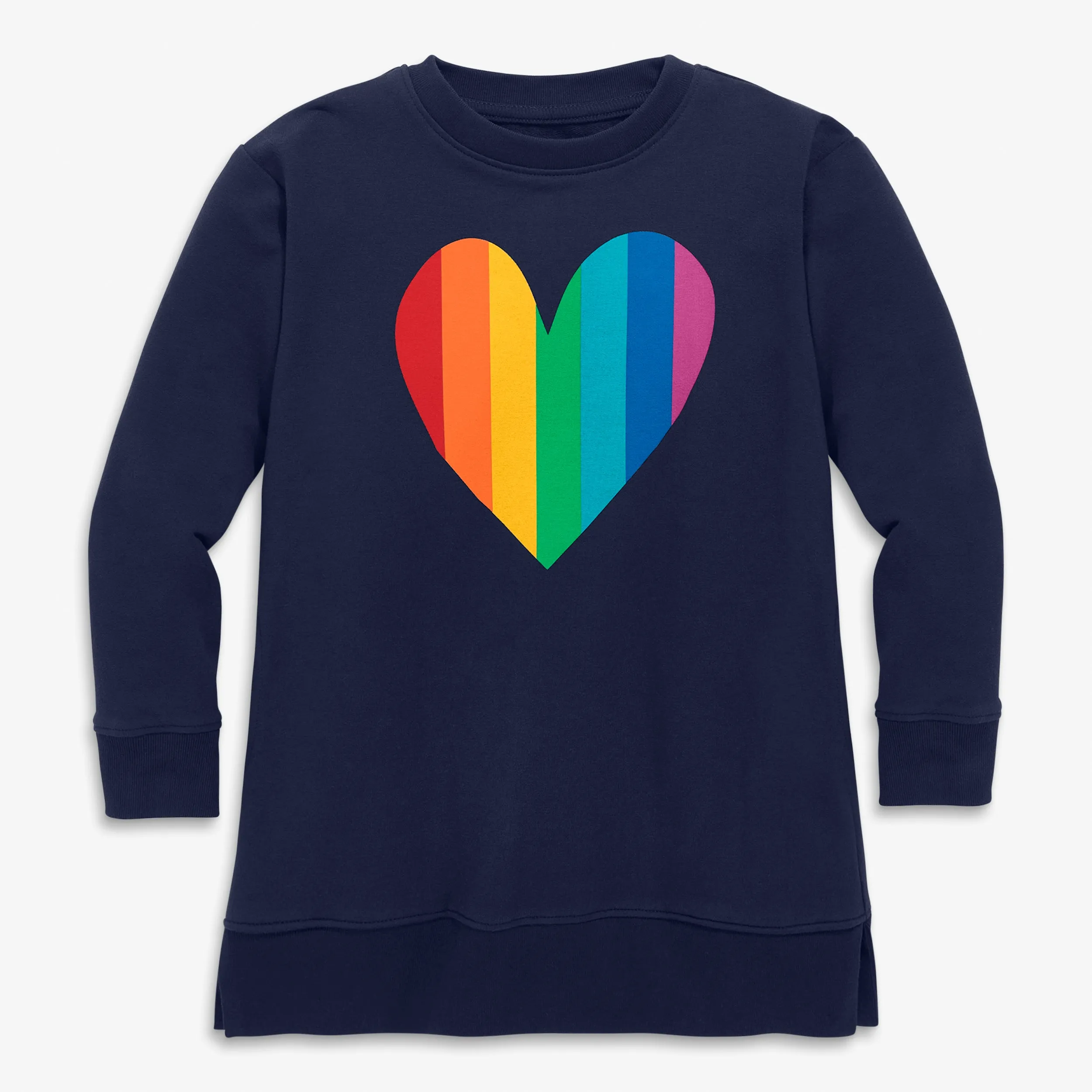 Clearance pocket tunic sweatshirt in rainbow heart