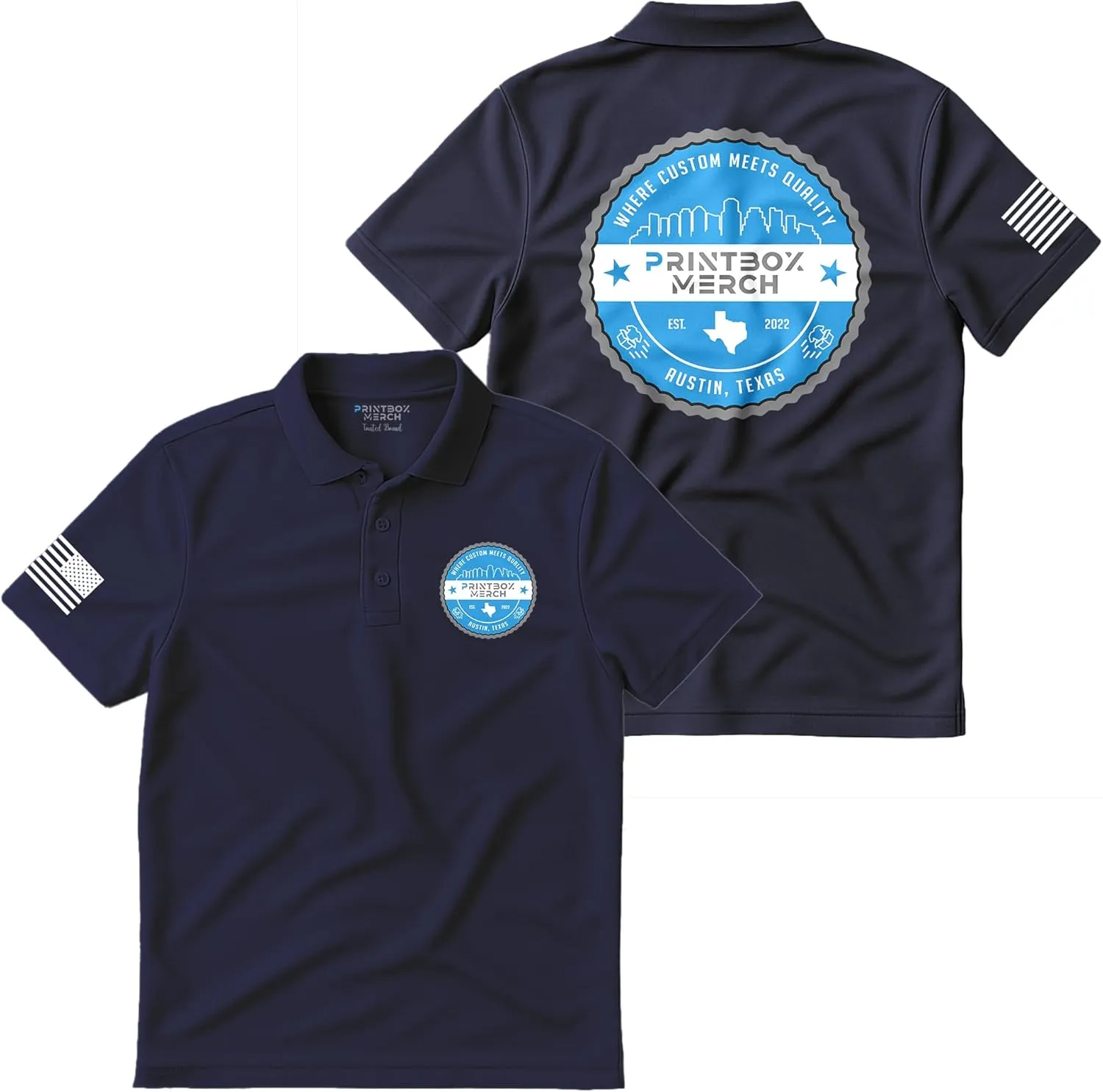 Custom Polo Shirts for Men, Add Any Logo or Text, Mens Polo Shirts Perfect for Golf, Work, Leisure, Short Sleeve Shirt