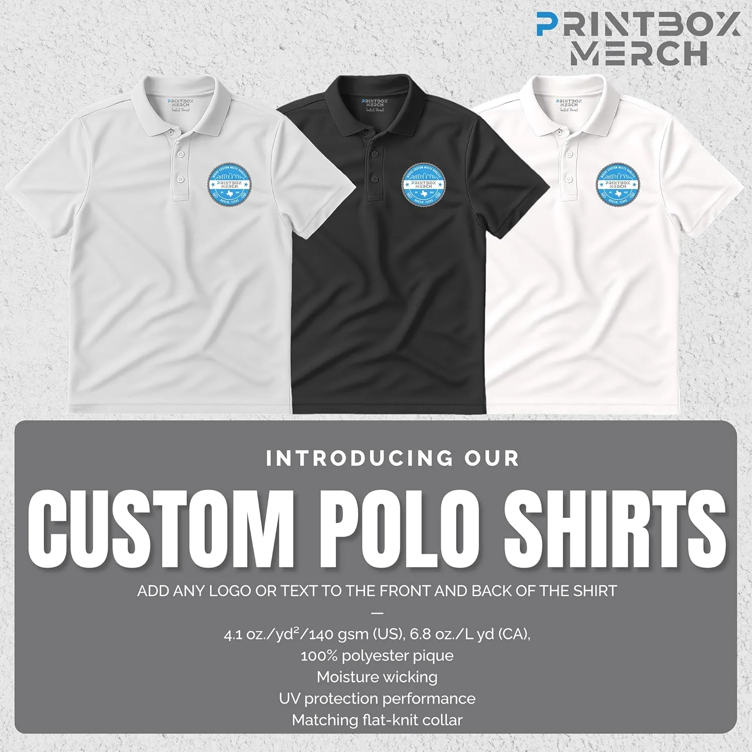 Custom Polo Shirts for Men, Add Any Logo or Text, Mens Polo Shirts Perfect for Golf, Work, Leisure, Short Sleeve Shirt