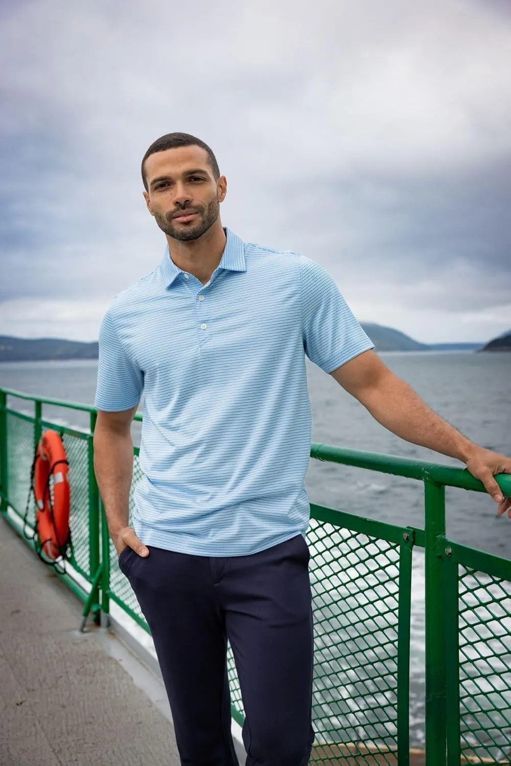 Cutter & Buck Forge Eco Double Stripe Stretch Recycled Mens Big &Tall Polo
