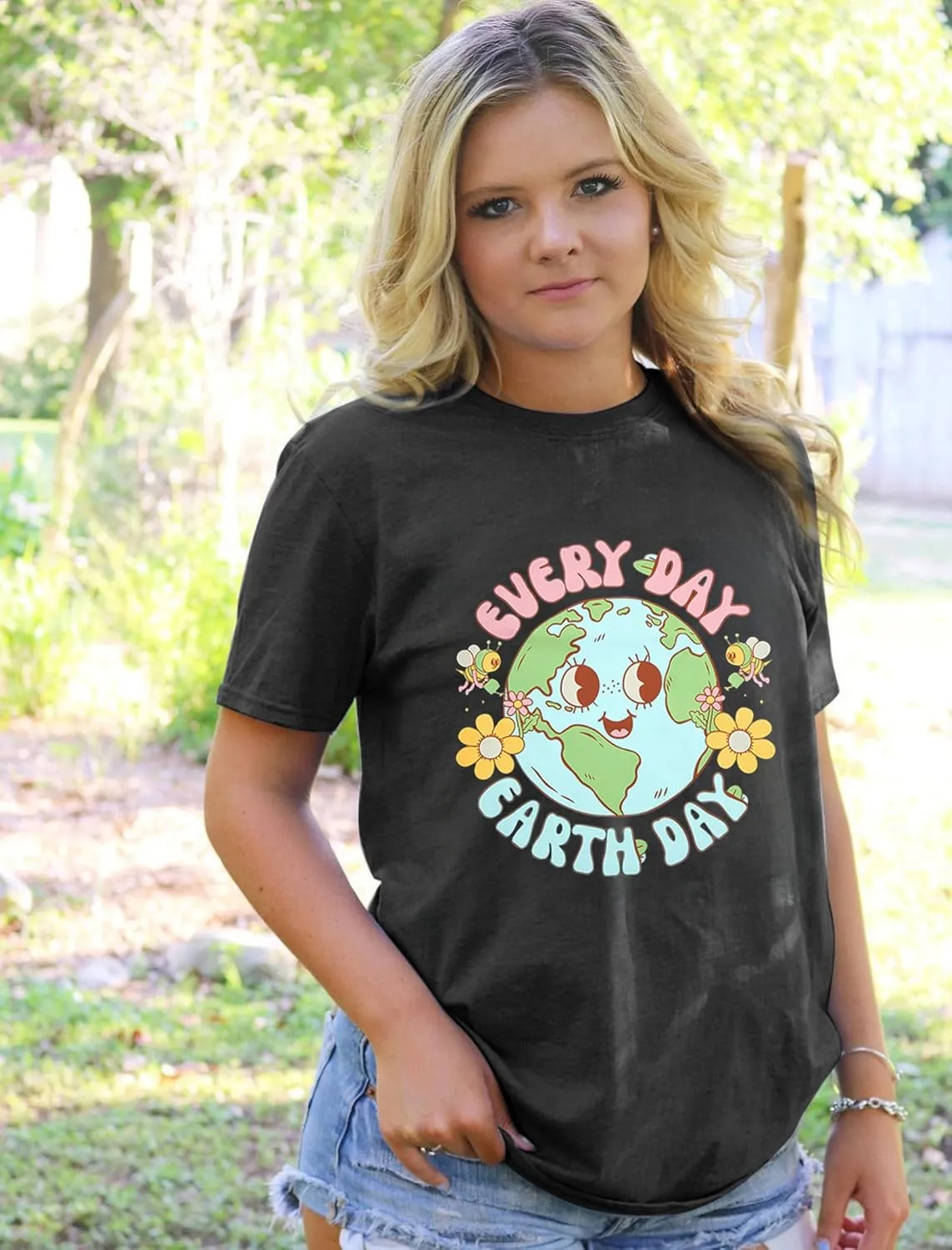 Earth Day Shirt for Women Every Day Earth Day Shirt Environmental Nature Lover Short Sleeve Tops