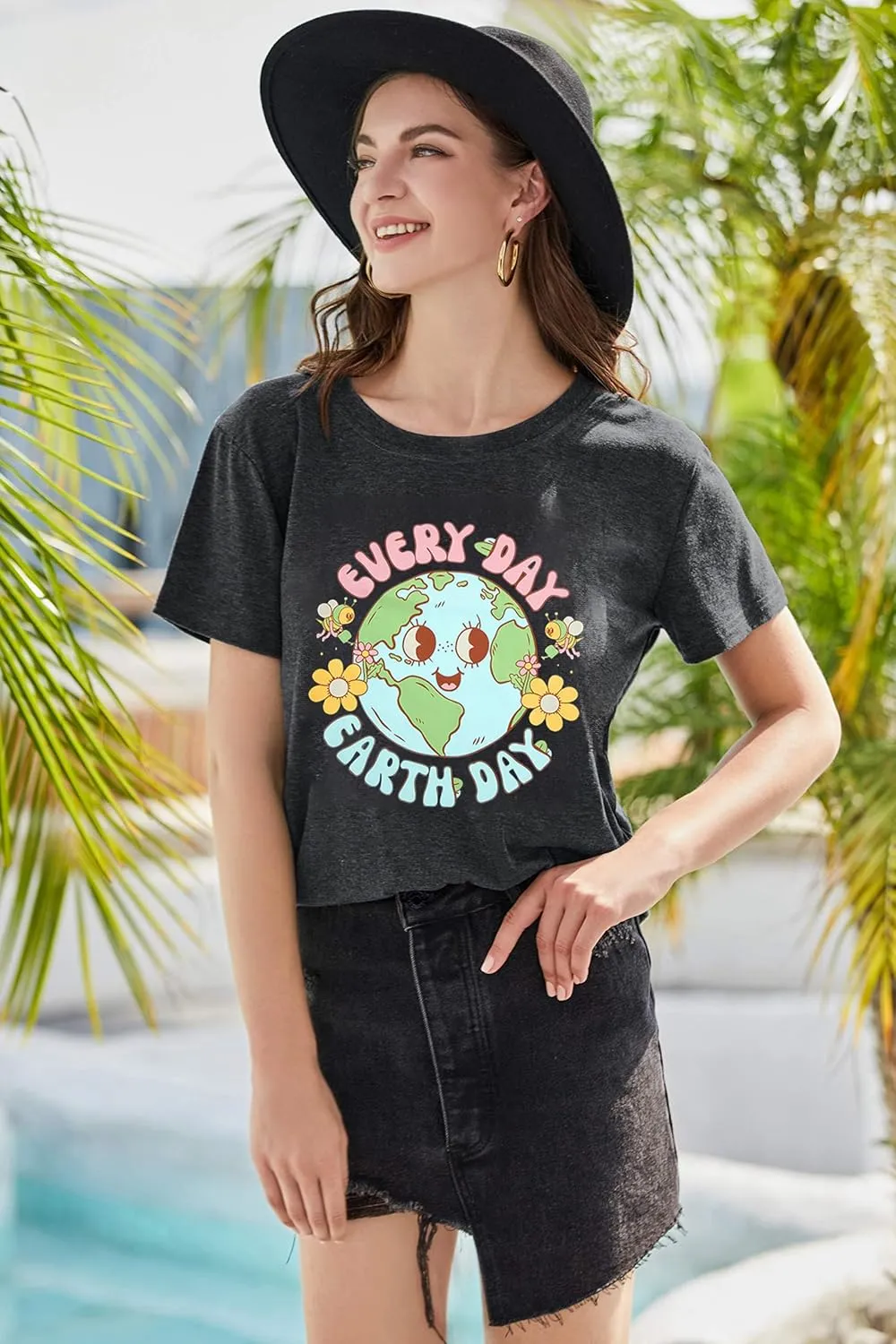 Earth Day Shirt for Women Every Day Earth Day Shirt Environmental Nature Lover Short Sleeve Tops