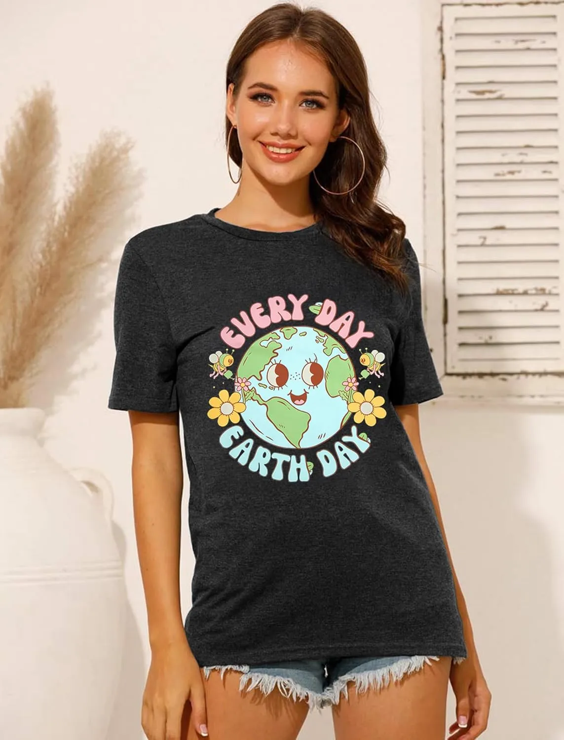 Earth Day Shirt for Women Every Day Earth Day Shirt Environmental Nature Lover Short Sleeve Tops
