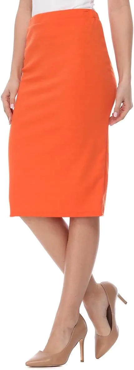 FashionJOA Women's High Waist Pencil Solid Knee Length Office Work Skirt