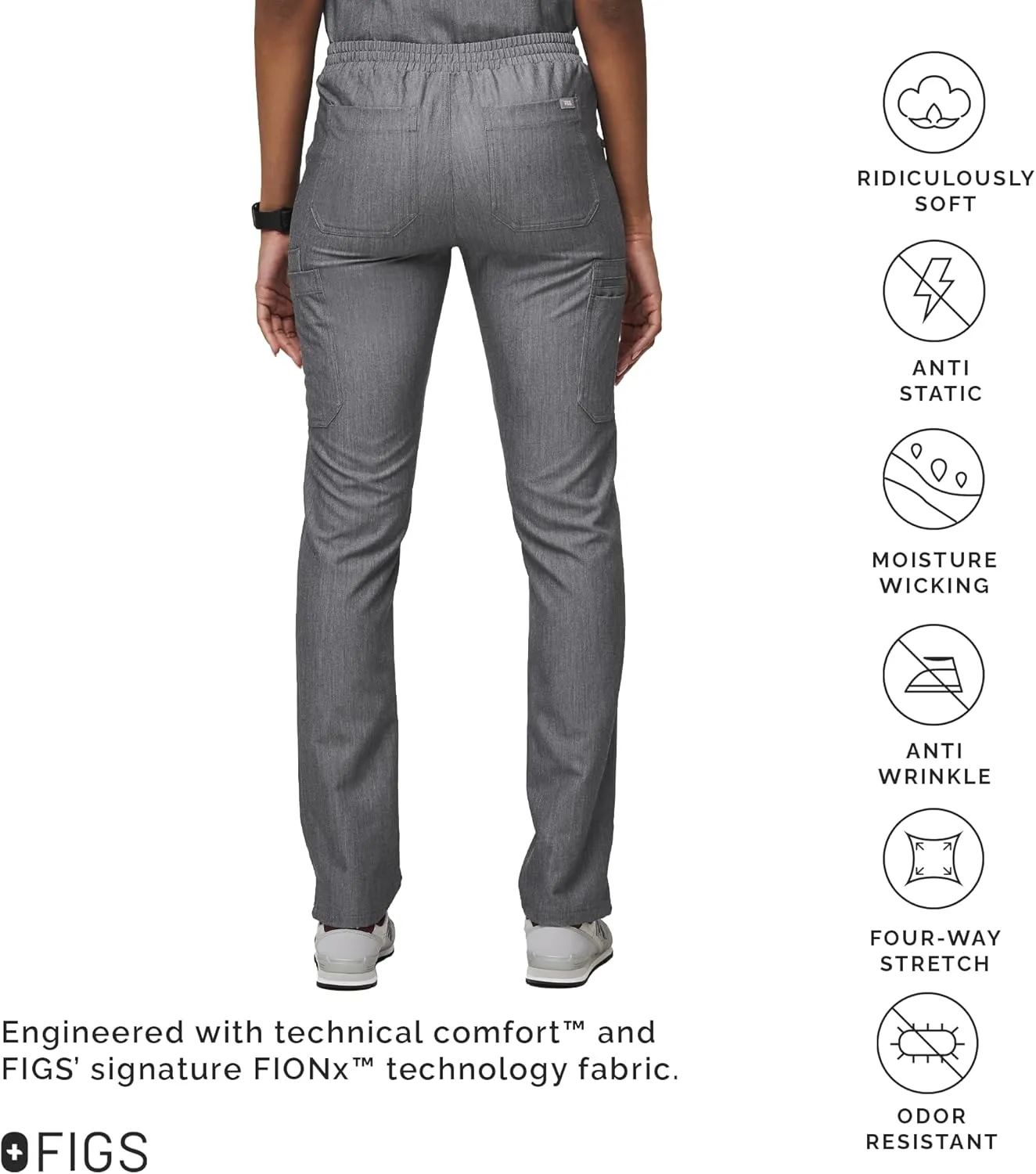 FIGS YOLA Skinny Scrub Pants for Women  Slim Fit, Straight Leg, 11 Pockets 4-Way Stretch, Anti-Wrinkle
