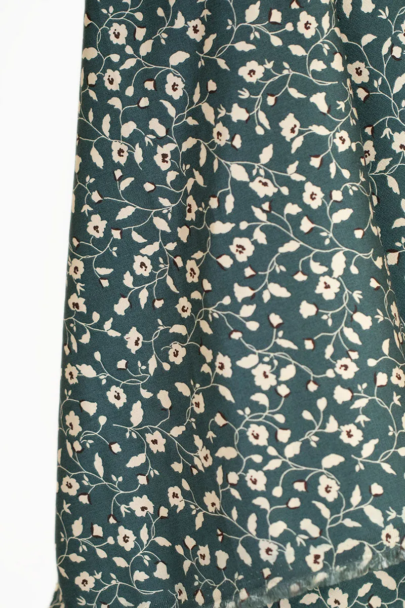 Floral Printed Rayon/Cotton Green