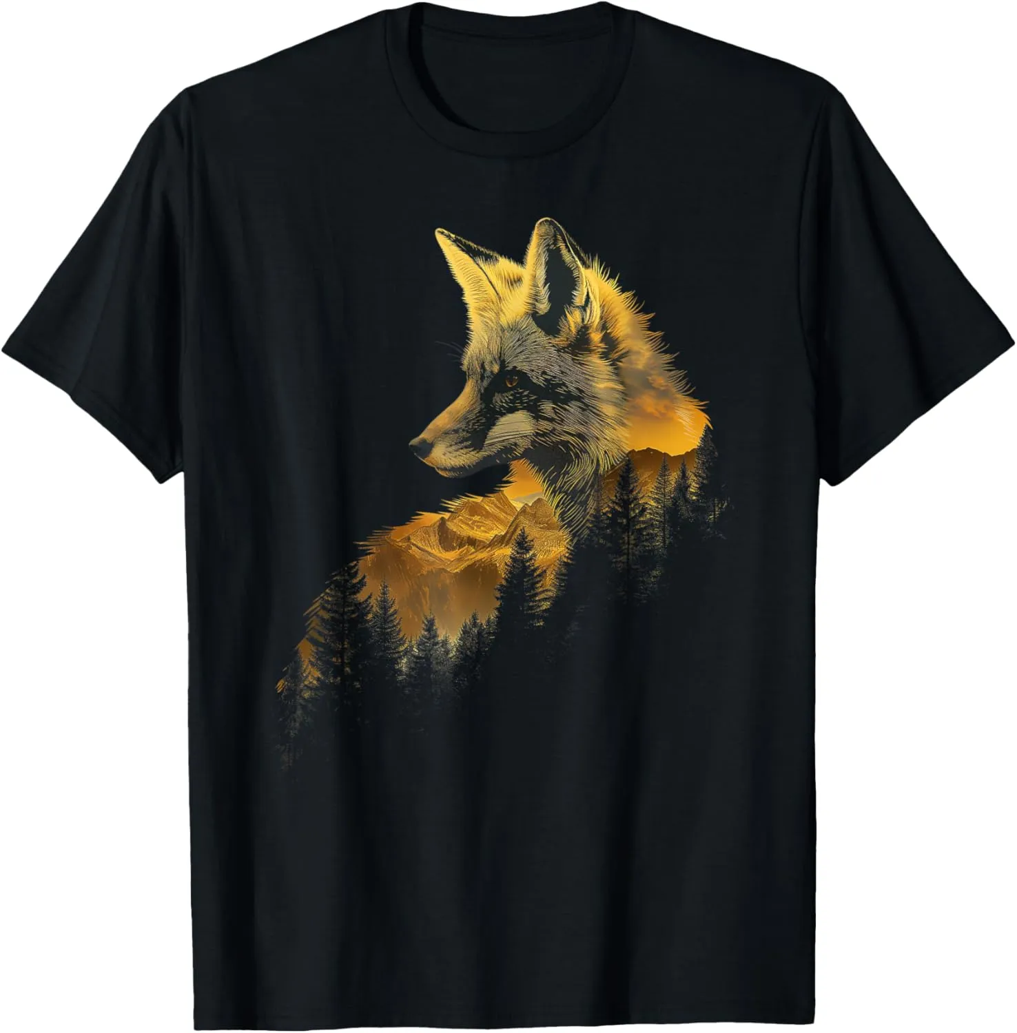 Fox Forest Nature Lover Mountains Hiking Camping Hunting T-Shirt