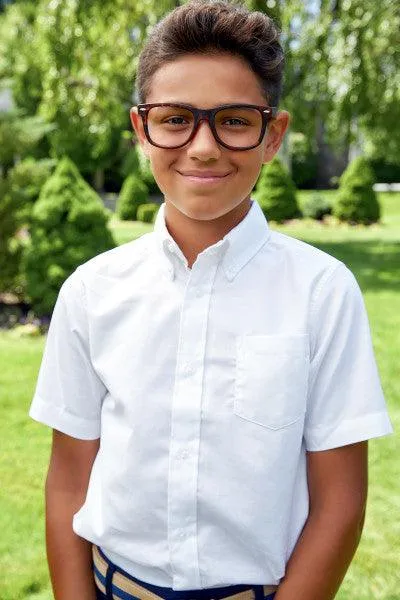French Toast Boys School Uniform Short Sleeve Oxford Shirt - White - SE9003