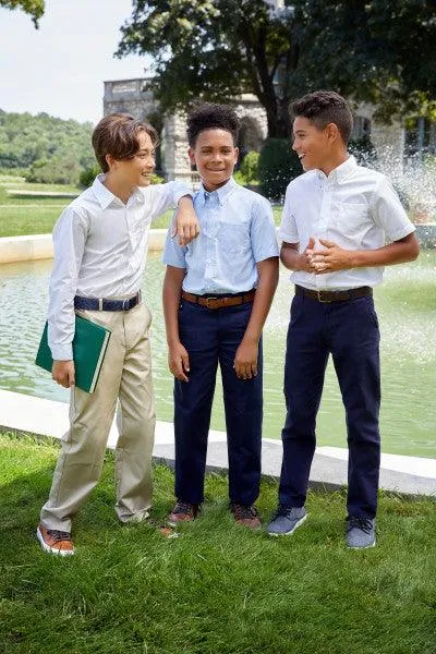 French Toast Boys School Uniform Short Sleeve Oxford Shirt - White - SE9003
