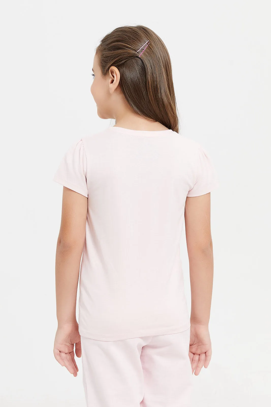 Girls Pink Printed T-Shirt