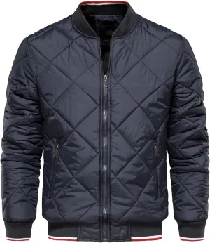 JEShifangjiusu Men'S Bomber Jacket Outwear Windproof Winter Full Zip Quilted Puffer Jacket Warm Padded Bomber Jackets Coats