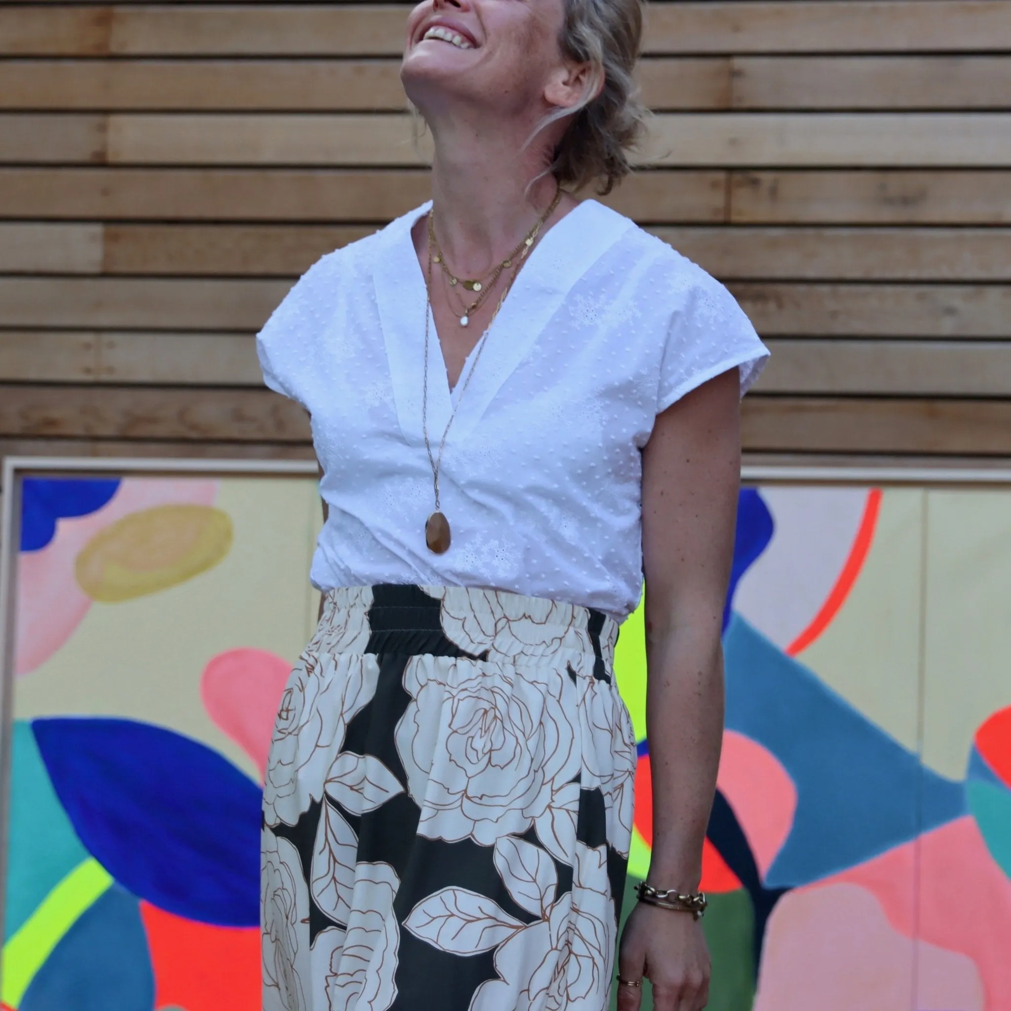 Jupe Tao Viscose fleurs d'Arz - 102cm de hauteur