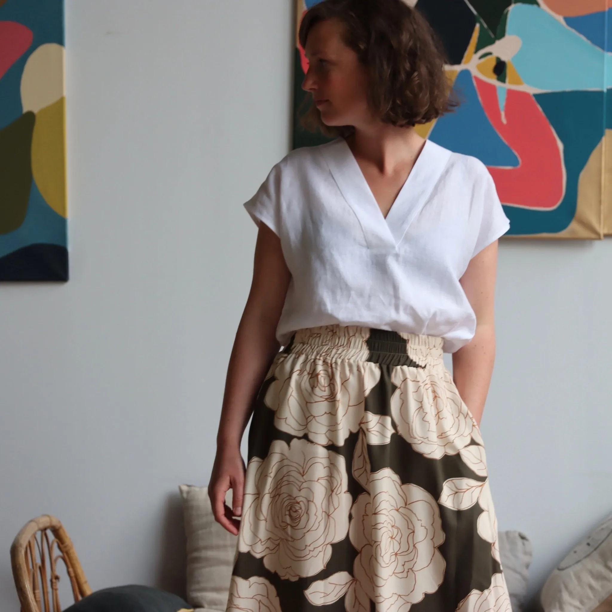 Jupe Tao Viscose fleurs d'Arz - 102cm de hauteur
