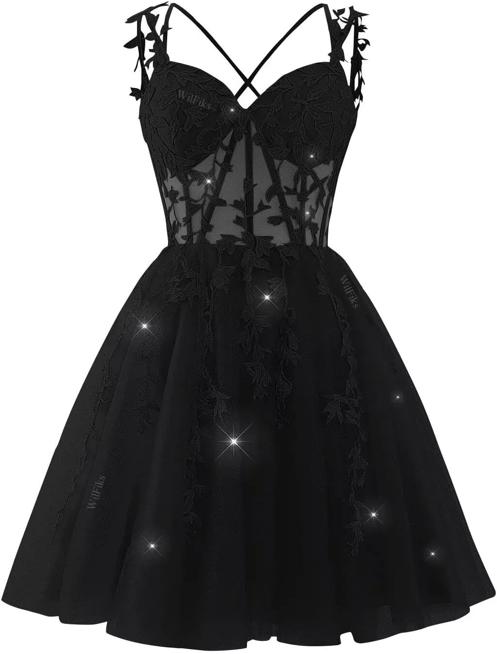 Lace Applique Corset Homecoming Dresses for Teens Short Sweetheart Sparkly Tulle Prom Dress A-Line Cocktail Party Gown
