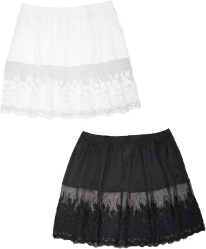 Lace Shirt Extender for Women Plus Size Underskirt Elastic Waist Half Slip Mini Skirts