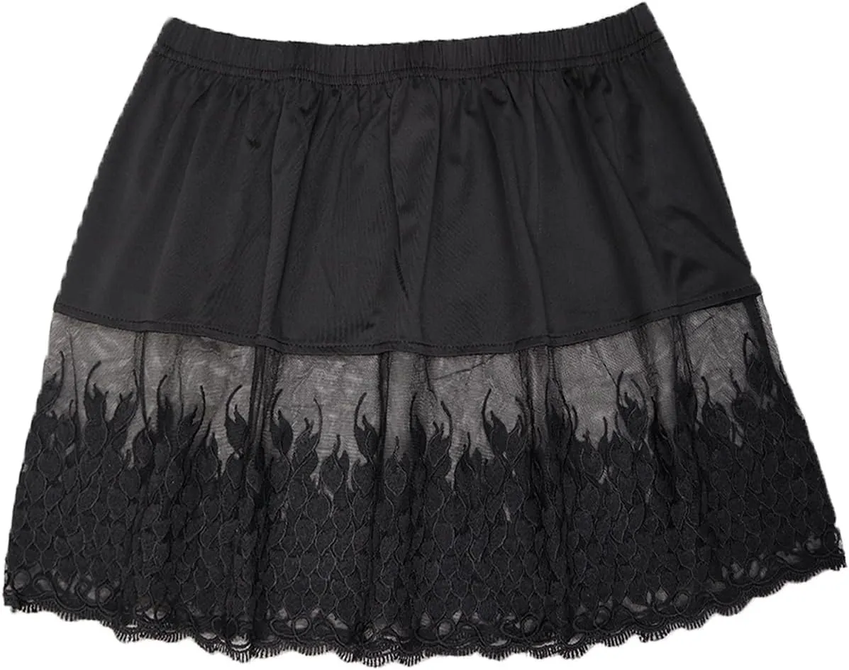 Lace Shirt Extender for Women Plus Size Underskirt Elastic Waist Half Slip Mini Skirts