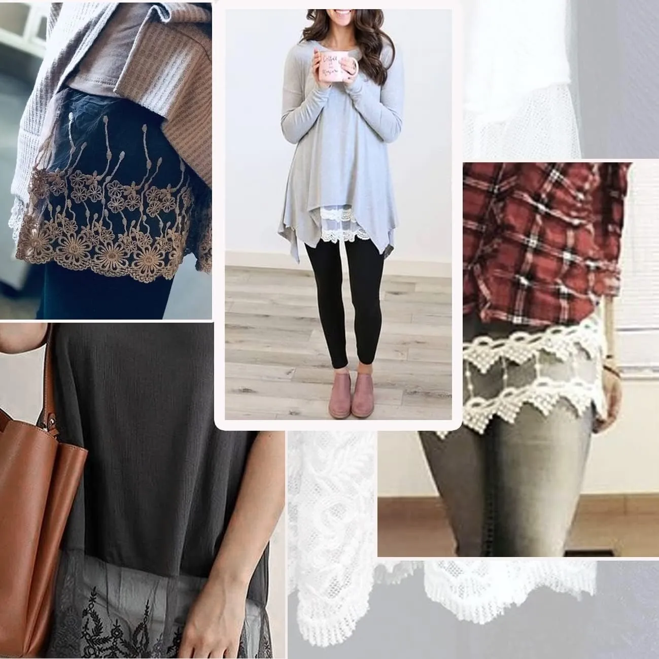 Lace Shirt Extender for Women Plus Size Underskirt Elastic Waist Half Slip Mini Skirts