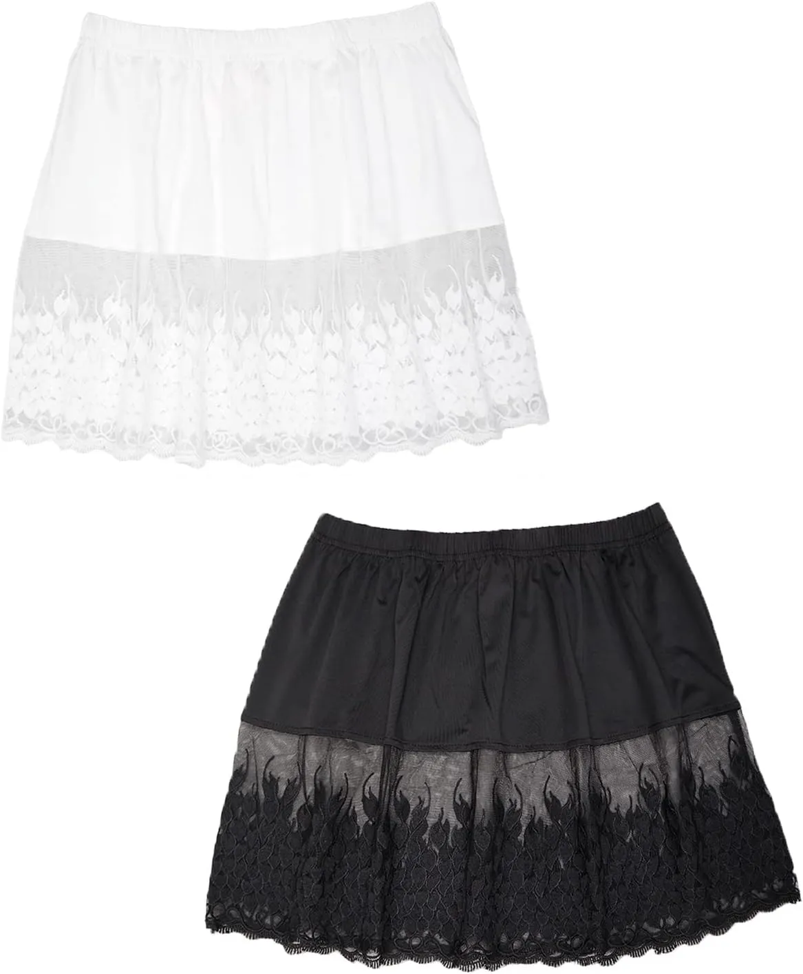 Lace Shirt Extender for Women Plus Size Underskirt Elastic Waist Half Slip Mini Skirts