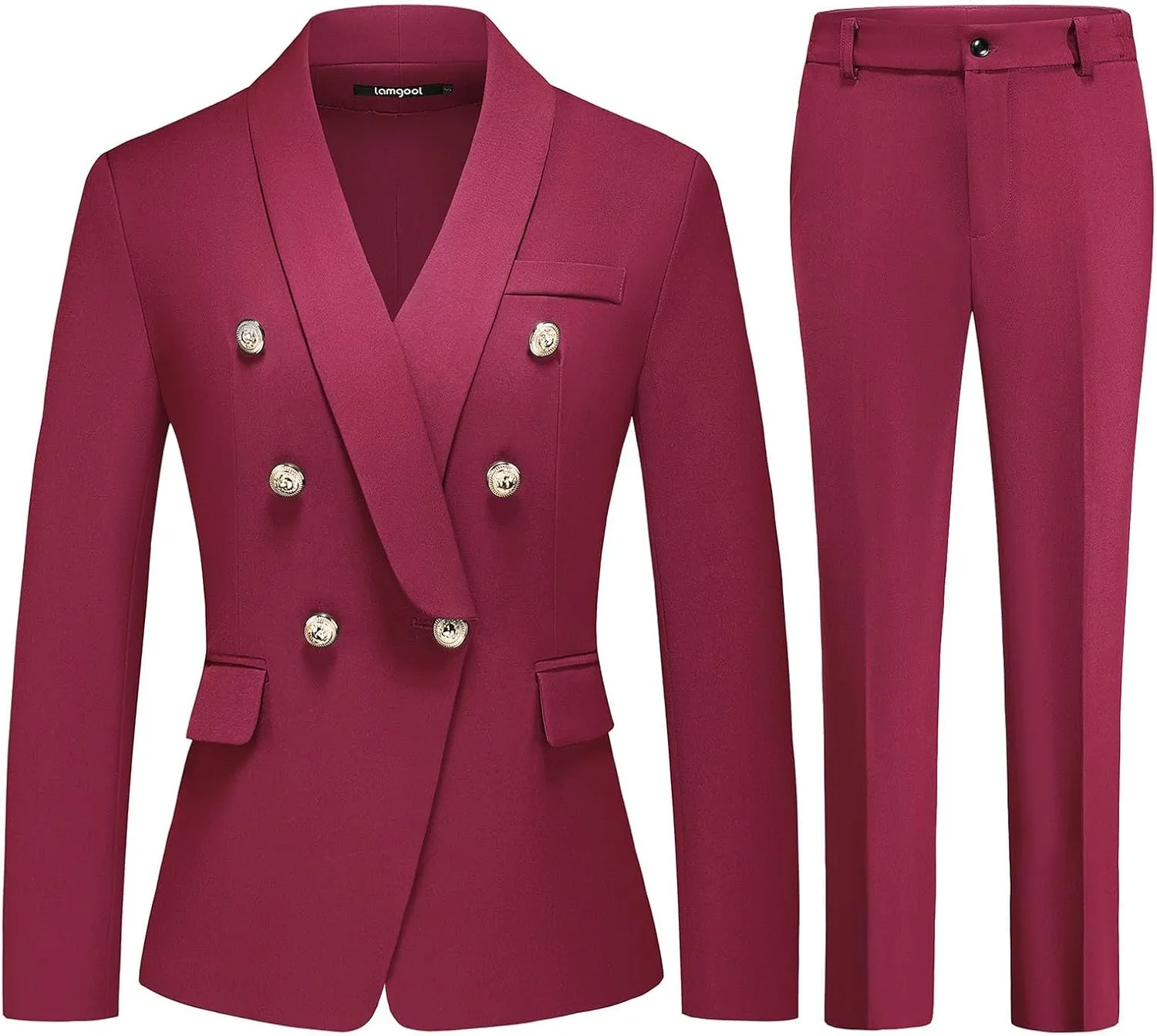 Lamgool Womens Suits 2 Piece Set Shawl Lapel Jacket and Pants Business Casual Outfits