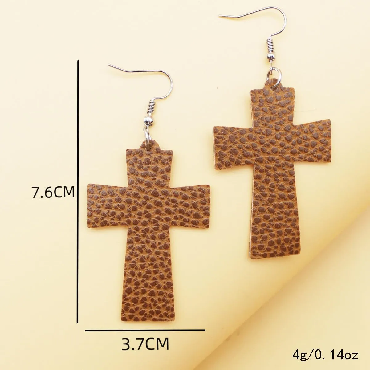 Large Cross Dangle Earrings Wave Point Leather Earrings Vintage Religious Jewelry Gifts for Women