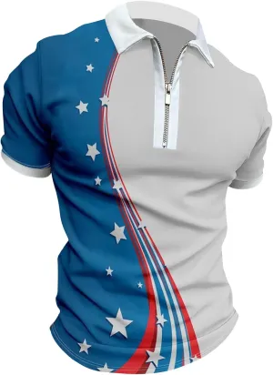 LCMTWX Polo Shirts for Men American Patriotic Flag Shirt 4th of July Patriotic Polo Shirt for Men Fashion Leisure Seaside