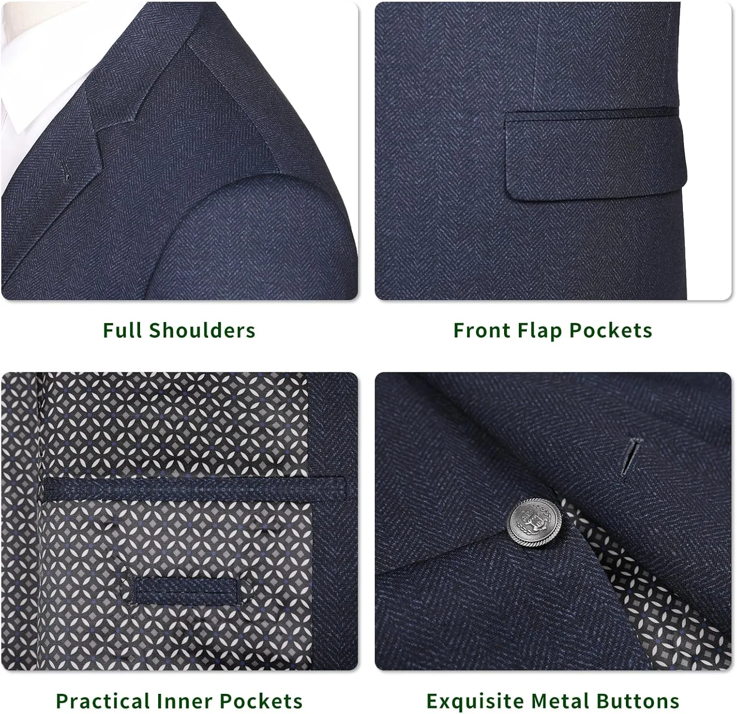 Men's Blazer Classic Fit Sport Coat 2 Button Notch Lapel Business Knit Suits Jacket