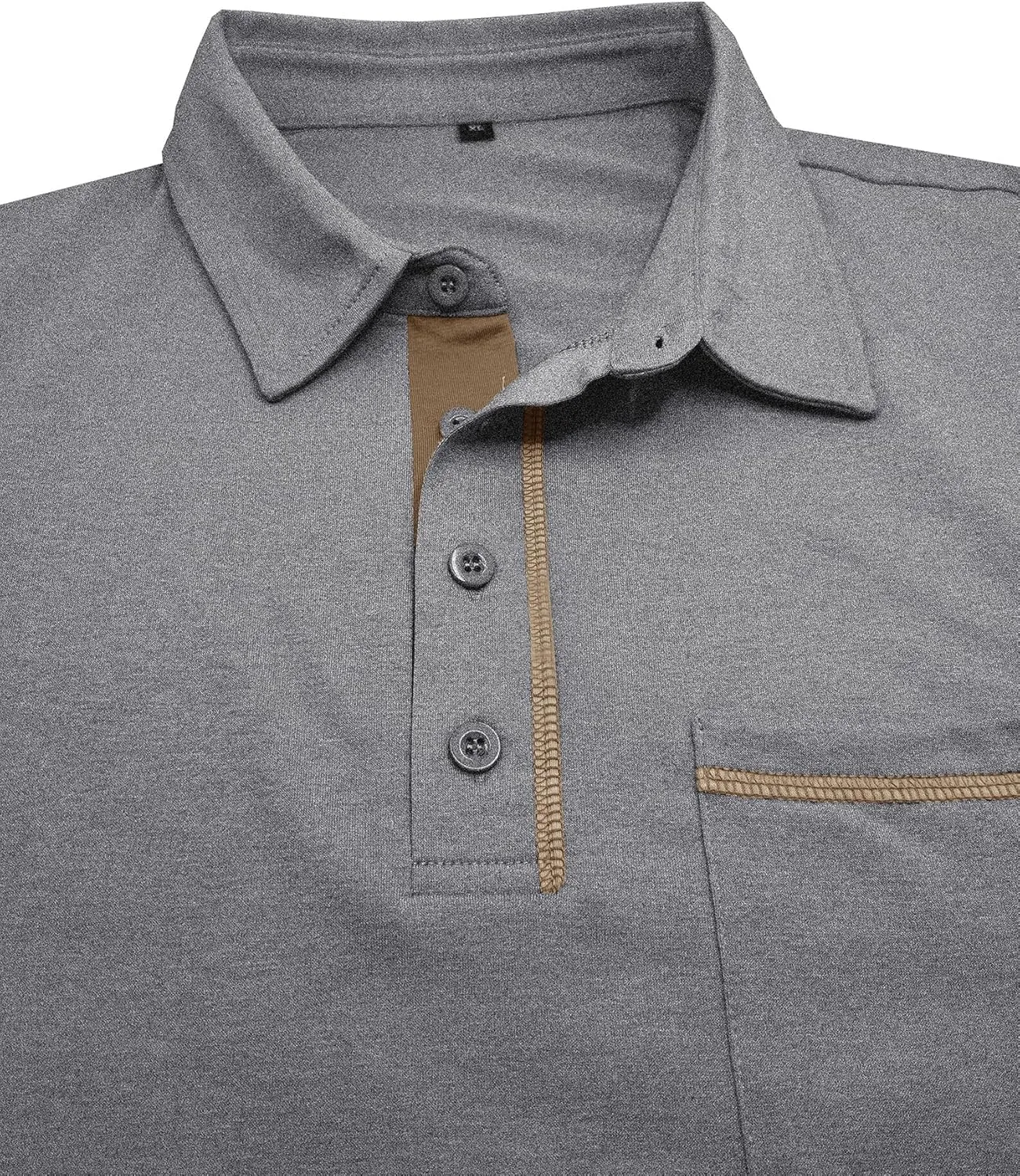 Men's Long Sleeve Polo Shirts, Casual Business Cotton Blend Thermal Button Down Golf Shirt with Pocket