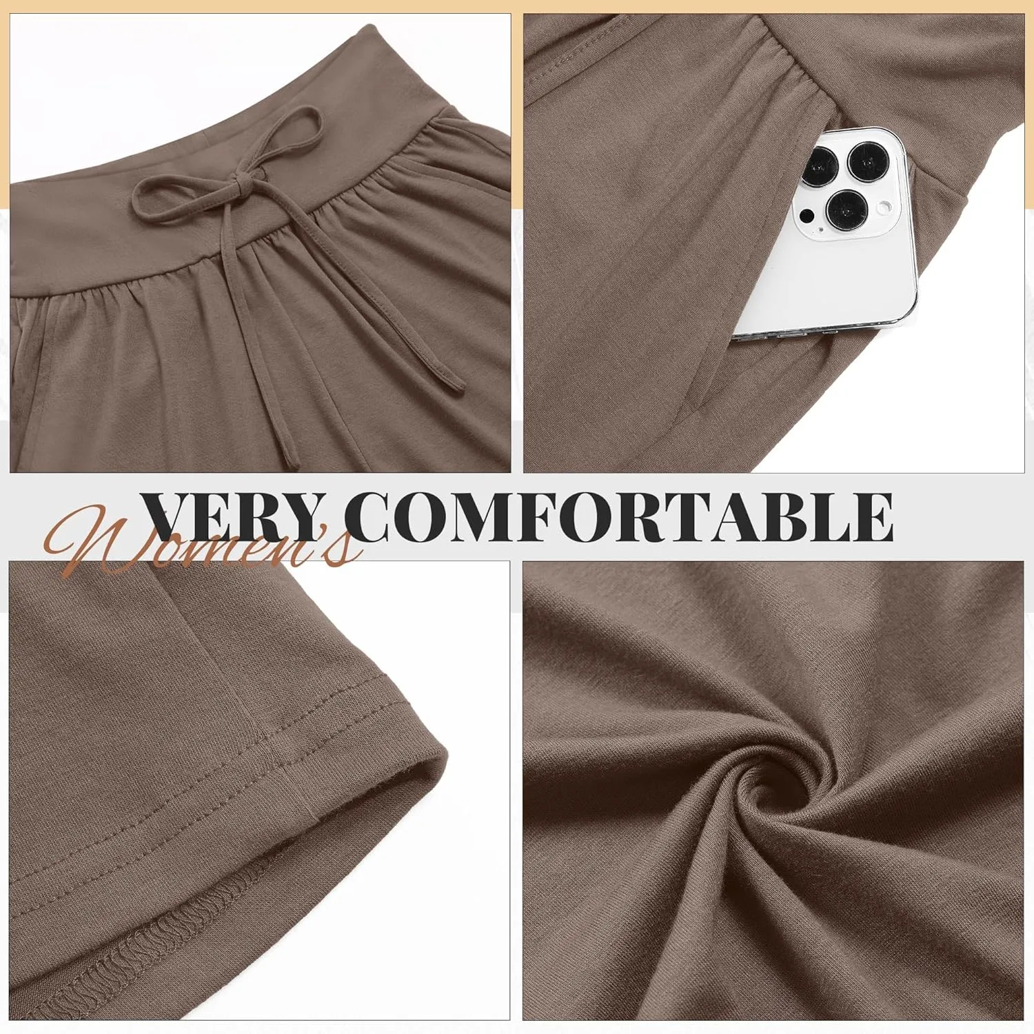 Neer 3 Pack Women's Sweat Shorts 4'' Inseam Cotton Drawstring High Waist Summer Casual Workout Gym SweatShorts with Pockets