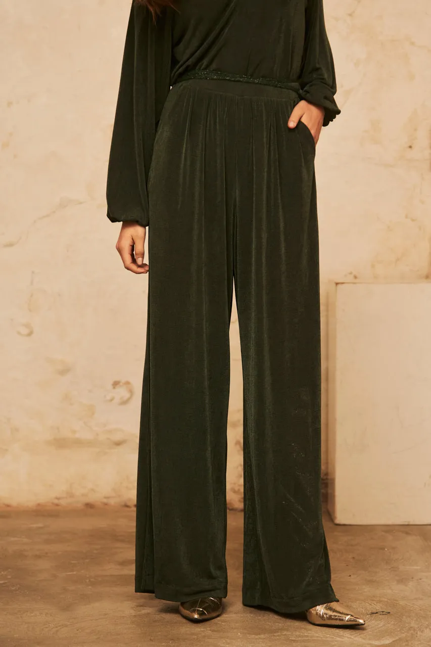 NKN Hera Green Palazzo Trousers