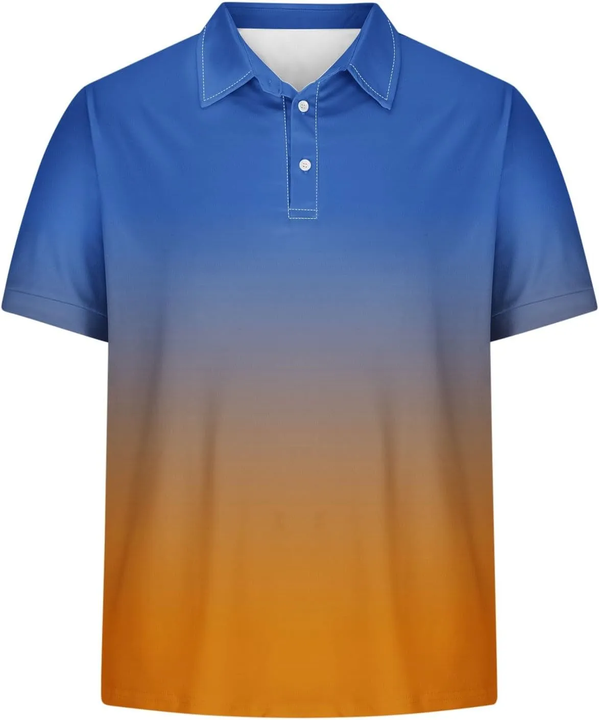 Polo Shirts for Men Short Sleeve Button Down Collar Gradient Tees Dressy Casual Business Work Tshirt Summer Golf Tops