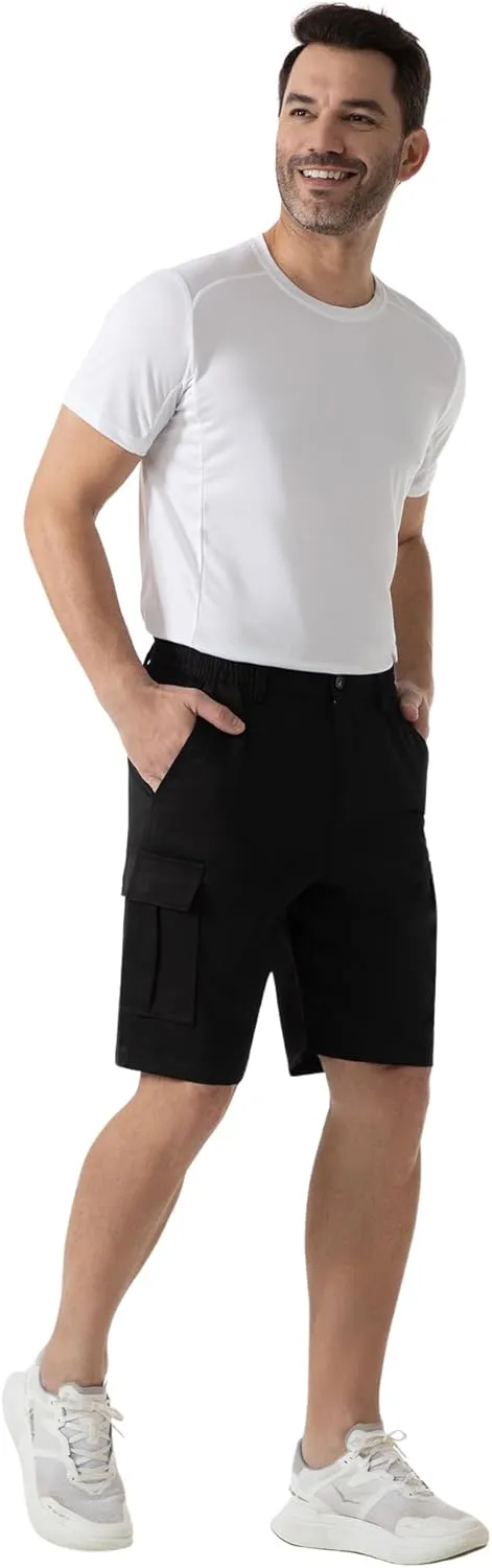 SIX ISLANDS Men's Cargo Shorts 9" Inseam Elastic Waistband Casual Relaxed Fit Work Shorts with 6 Pockets