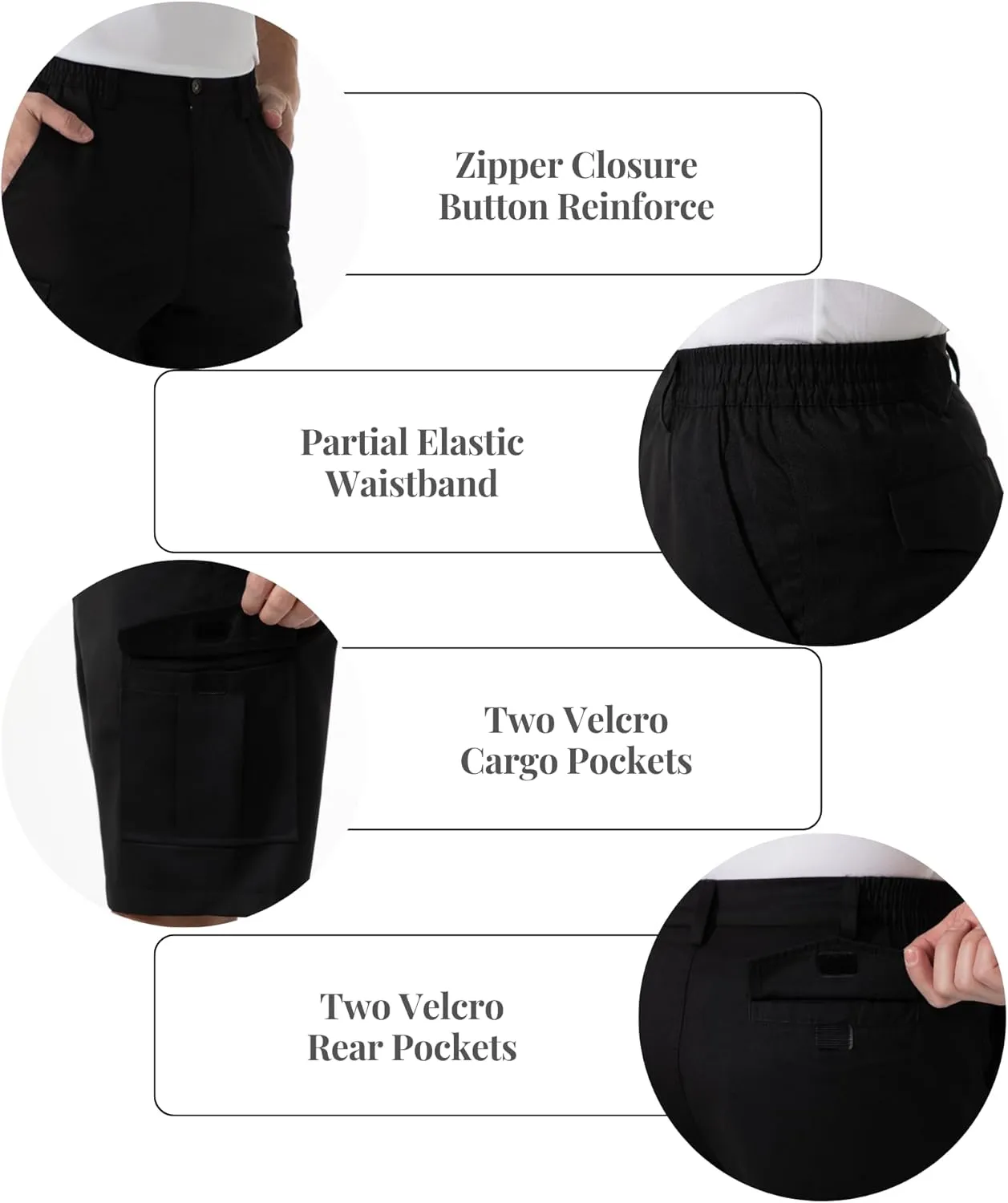 SIX ISLANDS Men's Cargo Shorts 9" Inseam Elastic Waistband Casual Relaxed Fit Work Shorts with 6 Pockets