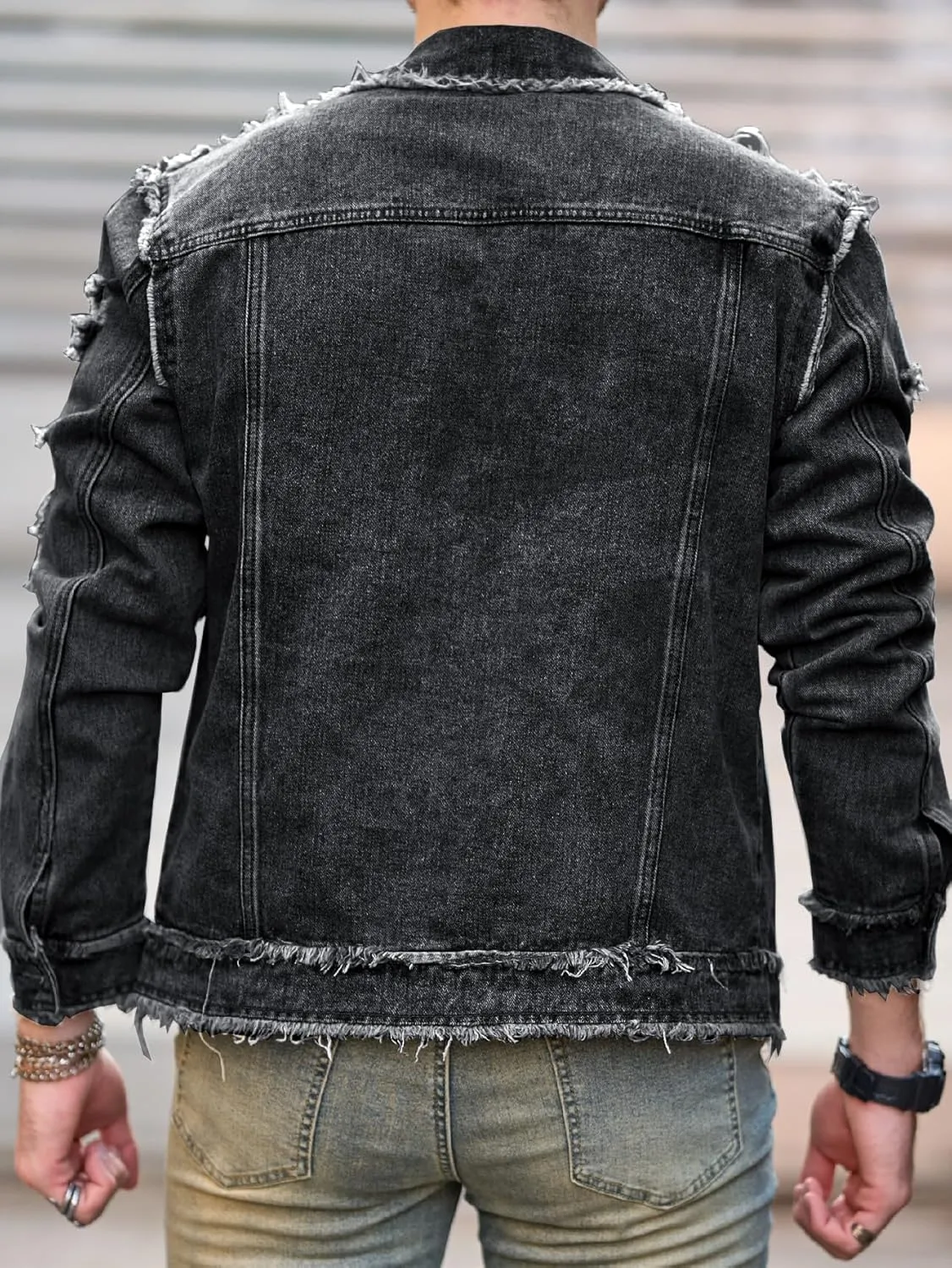 SOLY HUX Men's Denim Jacket Jean Jacket Men Vintage Trucker Jackets Coats Long Sleeve Casual Denim Outerwear
