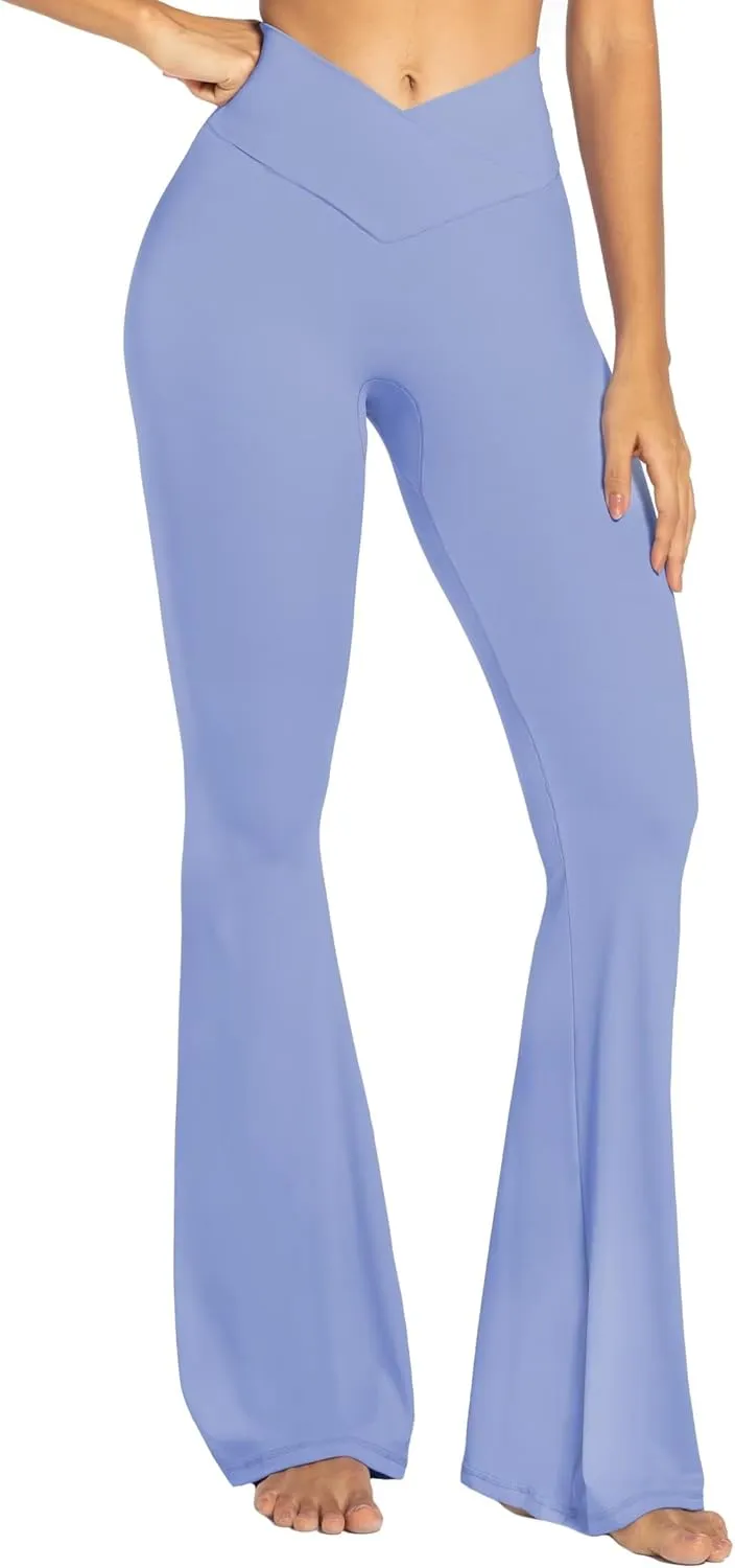 Sunzel Womens Flare Leggings No Front Seam Flare Yoga Pants with Tummy Control Crossover High Waist - 28" / 30" / 32" / 34"