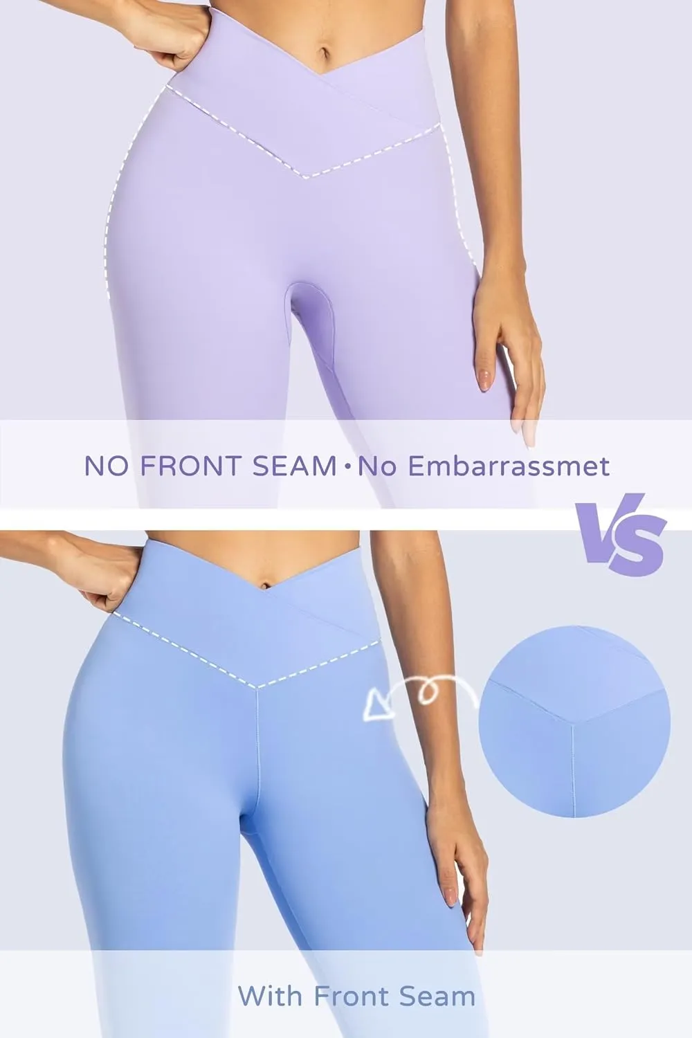 Sunzel Womens Flare Leggings No Front Seam Flare Yoga Pants with Tummy Control Crossover High Waist - 28" / 30" / 32" / 34"