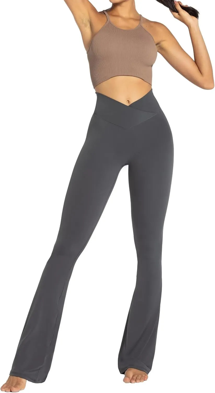 Sunzel Womens Flare Leggings No Front Seam Flare Yoga Pants with Tummy Control Crossover High Waist - 28" / 30" / 32" / 34"