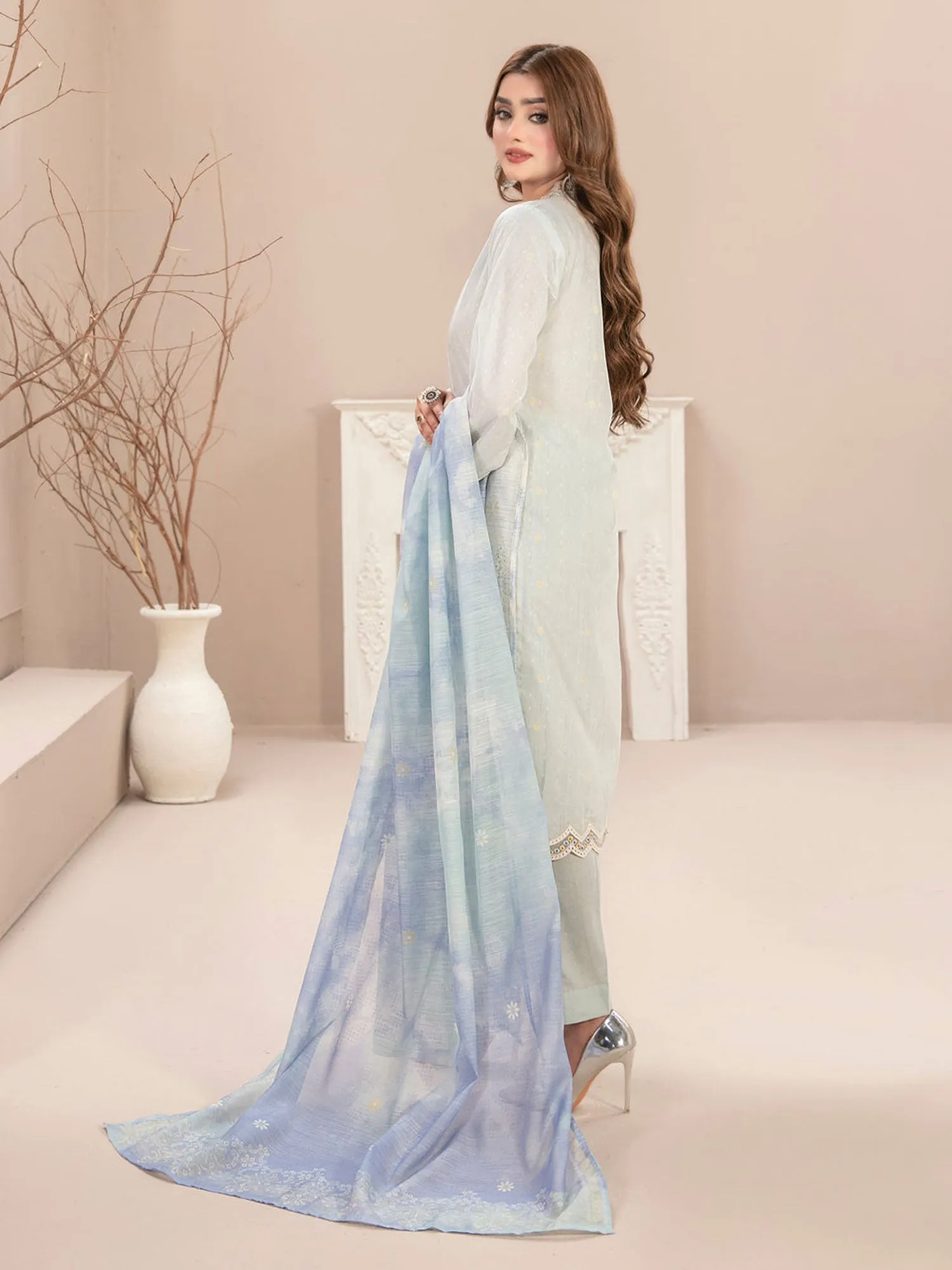 Tawakkal "Mismah" Embroidered Broshia Lawn Suit (D2743) - Ice Blue