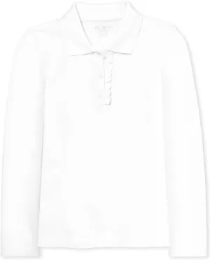 The Children's Place Girls' Long Sleeve Ruffle Pique Polo