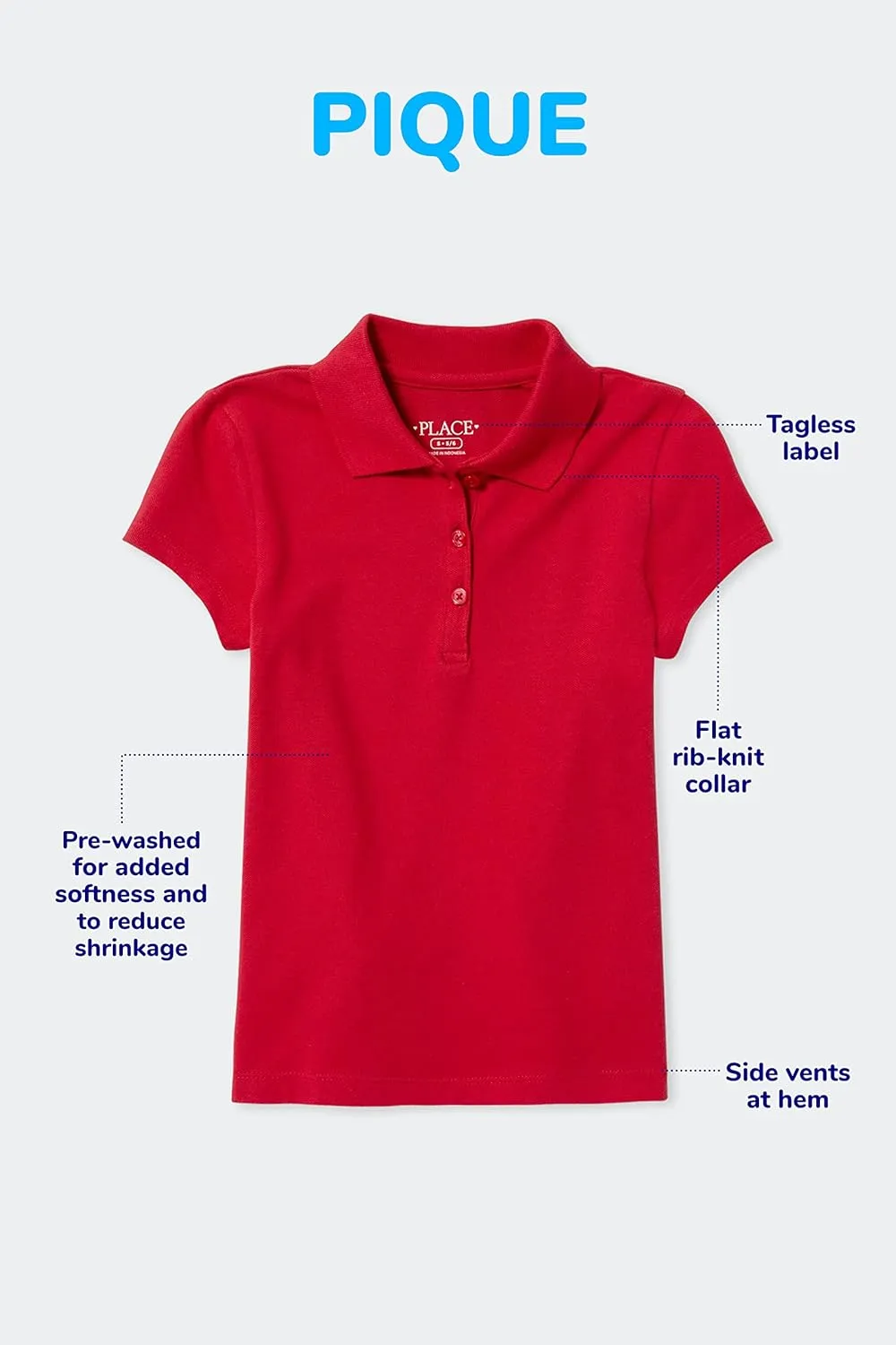 The Children's Place Girls' Uniform Long Sleeve Pique Polo