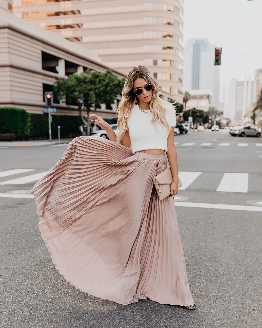 Tie-dyed Elastic Waist Skirt Bottoms